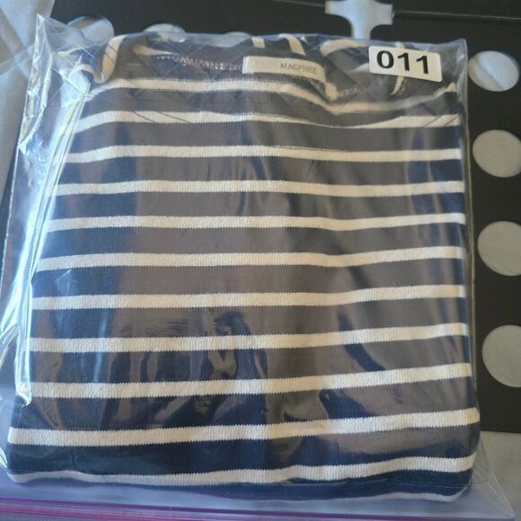 Macphee Japanese Nautical Striped Dress Navy White S Coastal Resort Minimalist - Picture 11 of 11